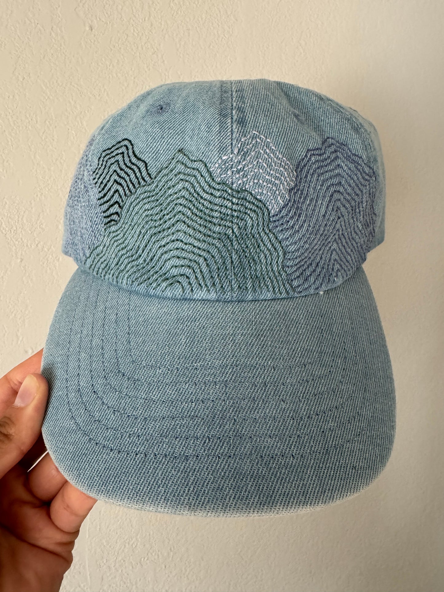 Hand Embroidered Hat : Mountain Range