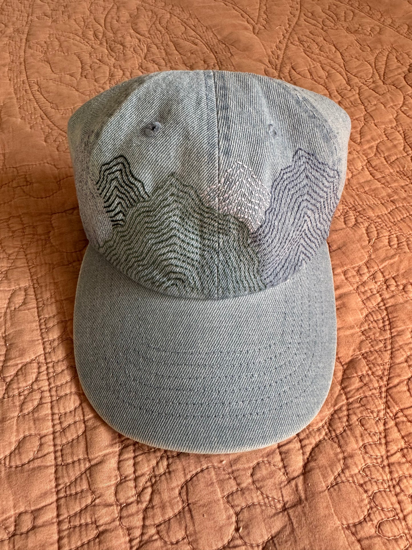 Hand Embroidered Hat : Mountain Range
