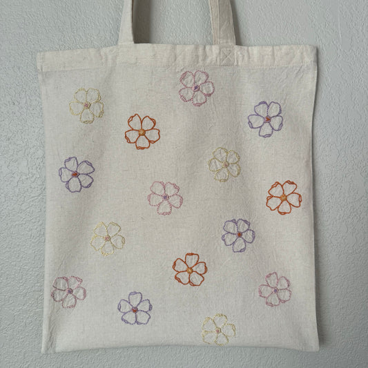 Hand Embroidered Tote Bag : Hibiscus