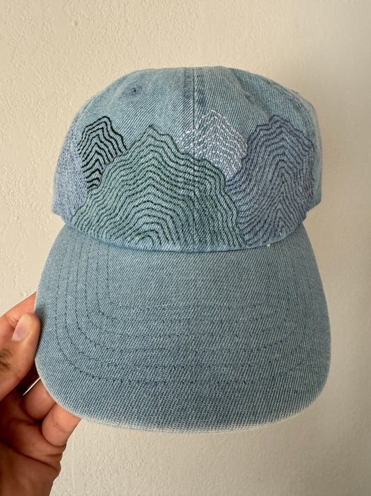 Hand Embroidered Hat : Mountain Range