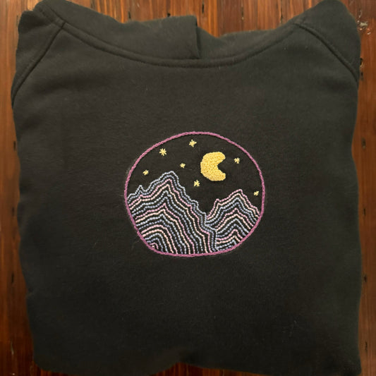 Hand Embroidered Hoodie : Night Sky, Large