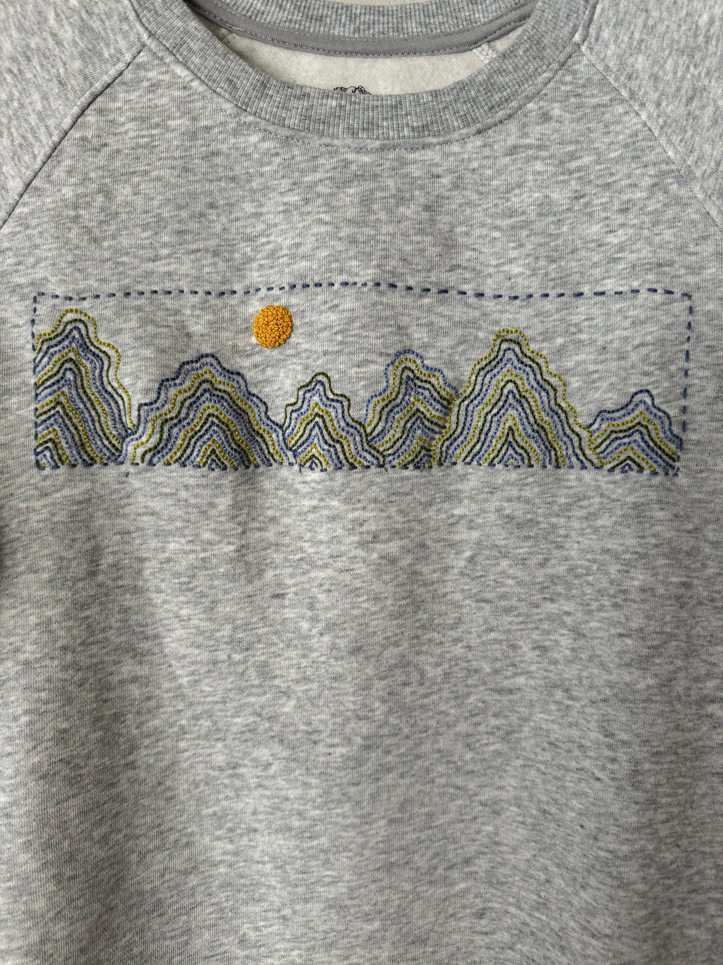 Hand Embroidered Crewneck : Mountain Range, Large