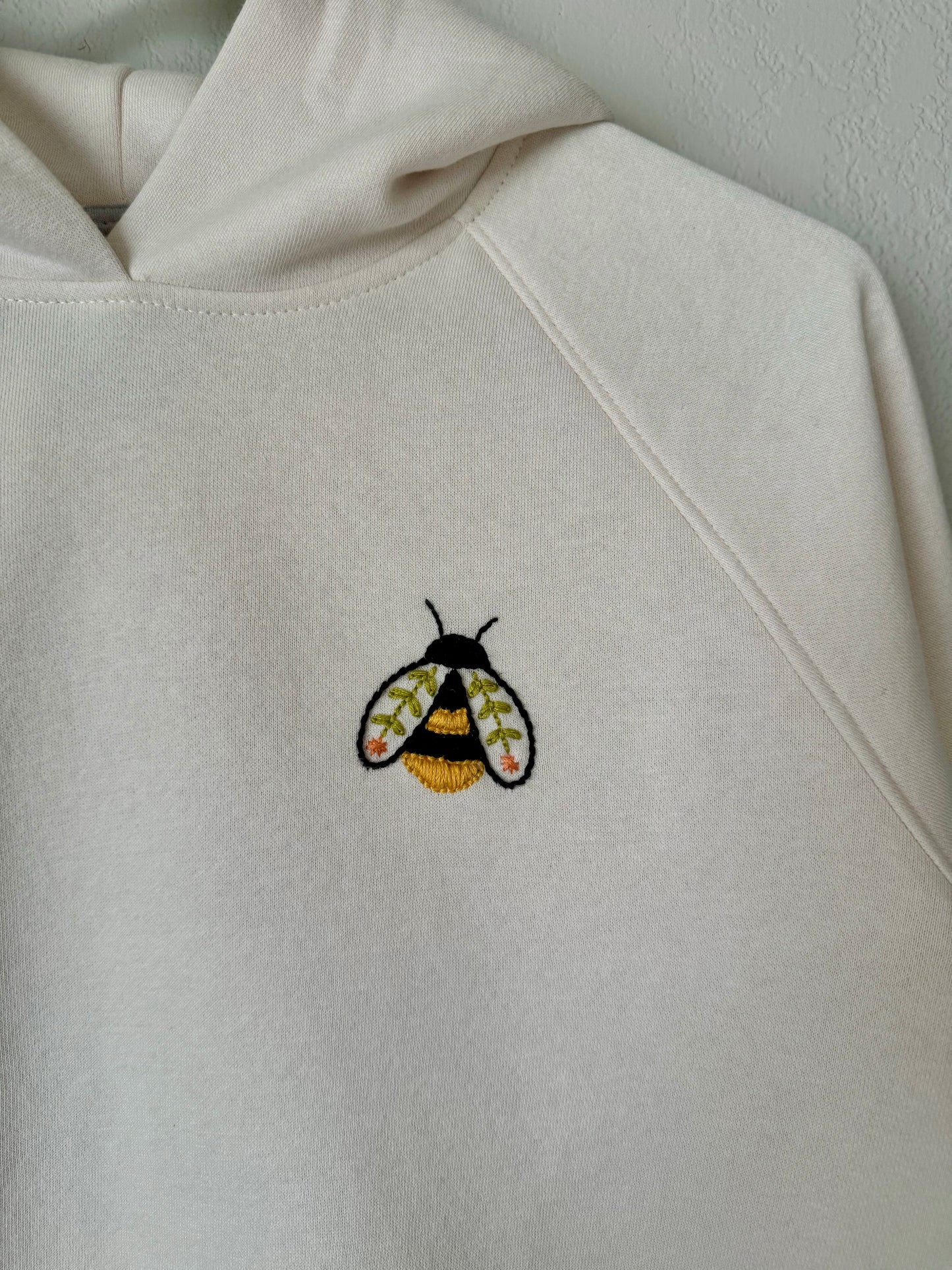 Hand Embroidered Hoodie : Bumblebee, Medium