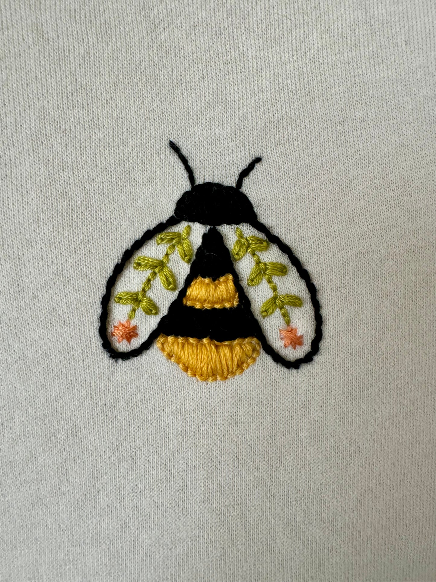 Hand Embroidered Hoodie : Bumblebee, Medium