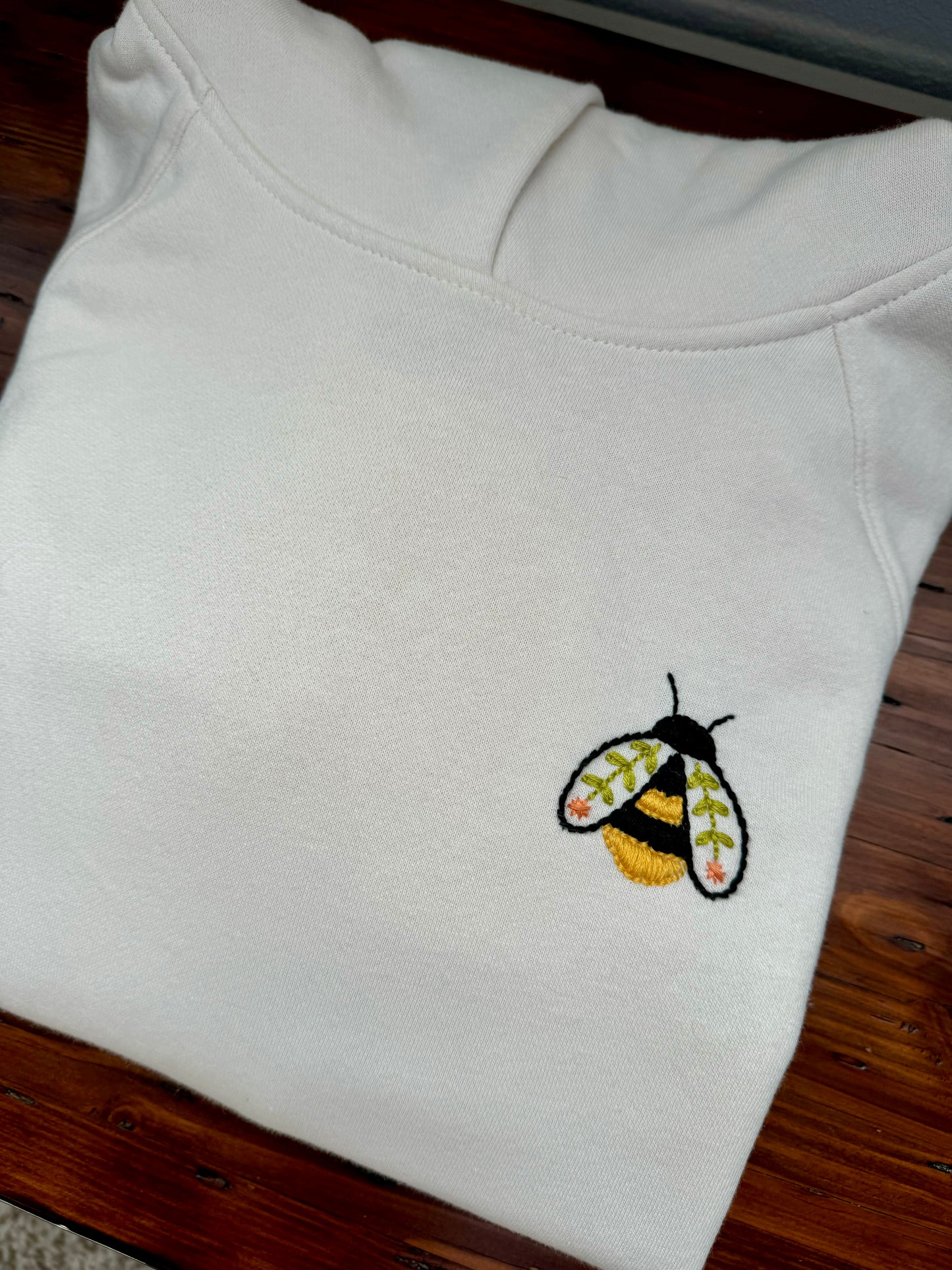 Hand Embroidered Hoodie : Bumblebee, Medium