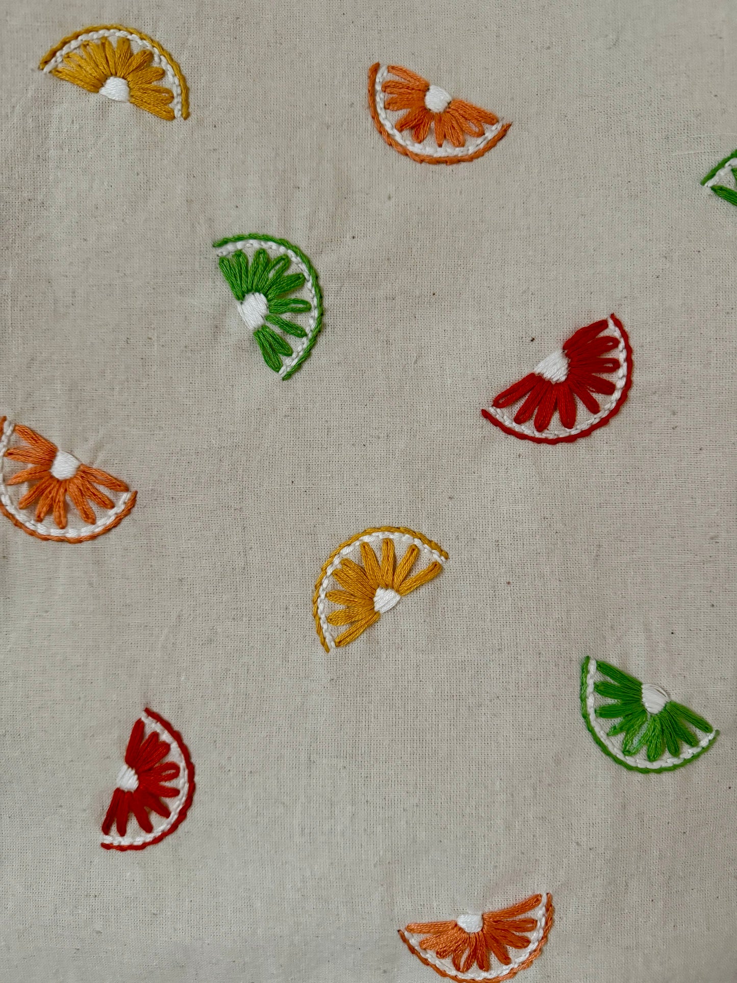 Hand Embroidered Tote Bag - Citrus Wedge