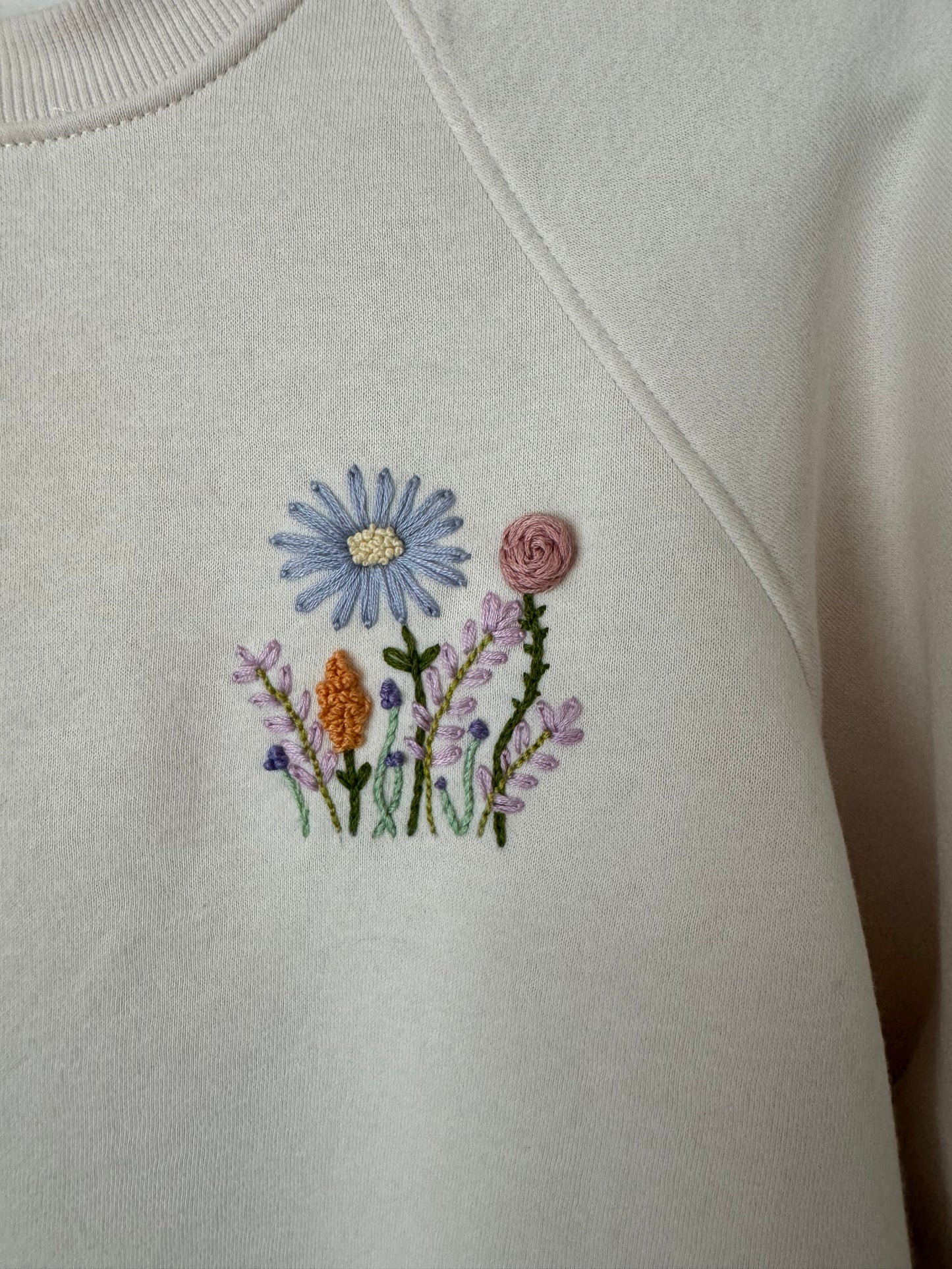 Hand Embroidered Crewneck : Meadow, Medium