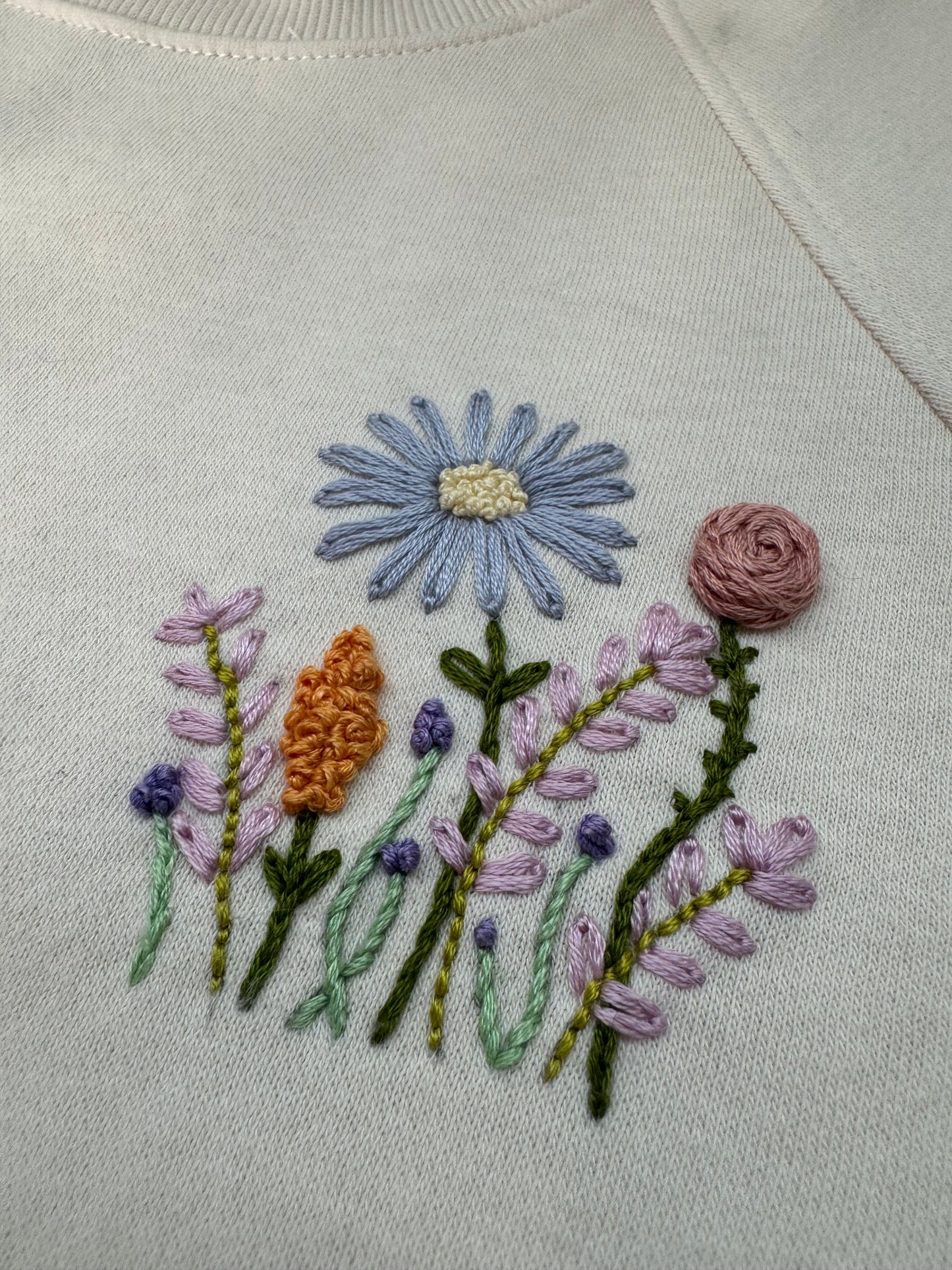 Hand Embroidered Crewneck : Meadow, Medium