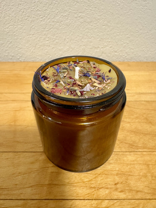 Beeswax Candle : Dried Flowers